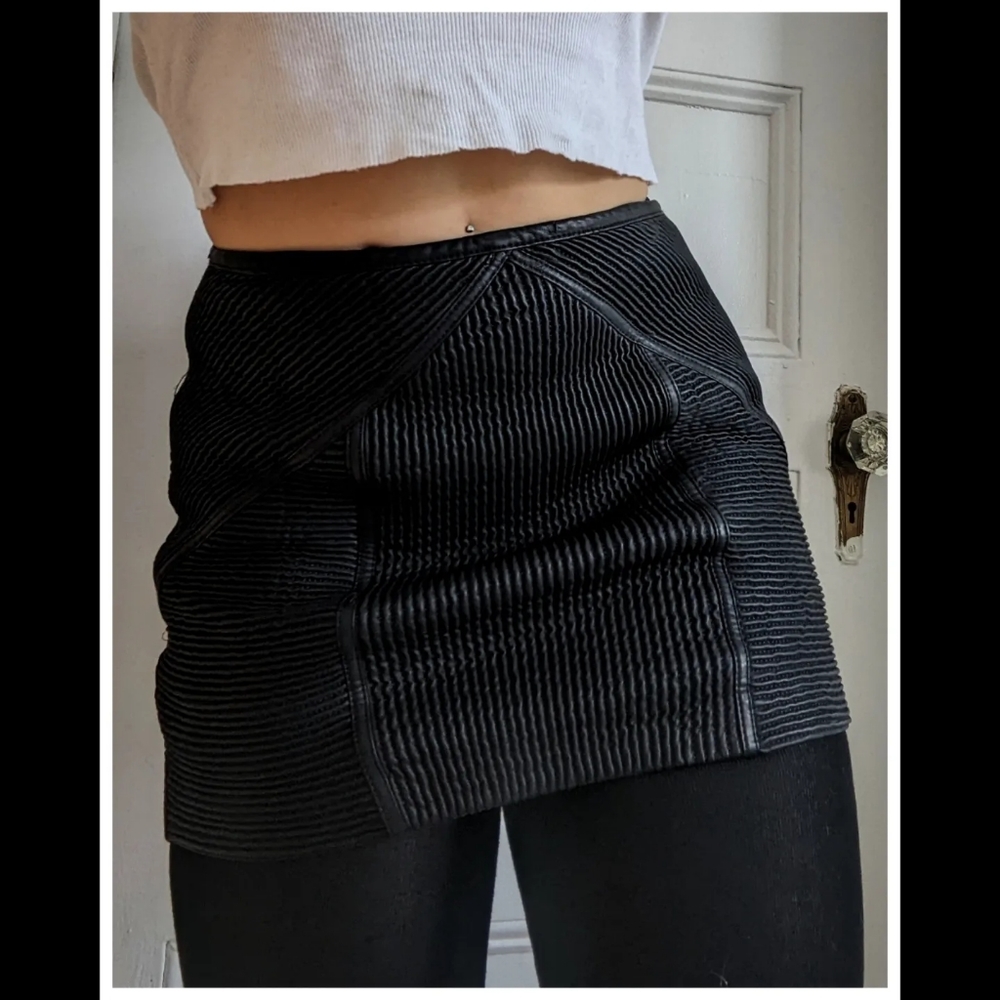 Free People Vegan Leather Black Miniskirt